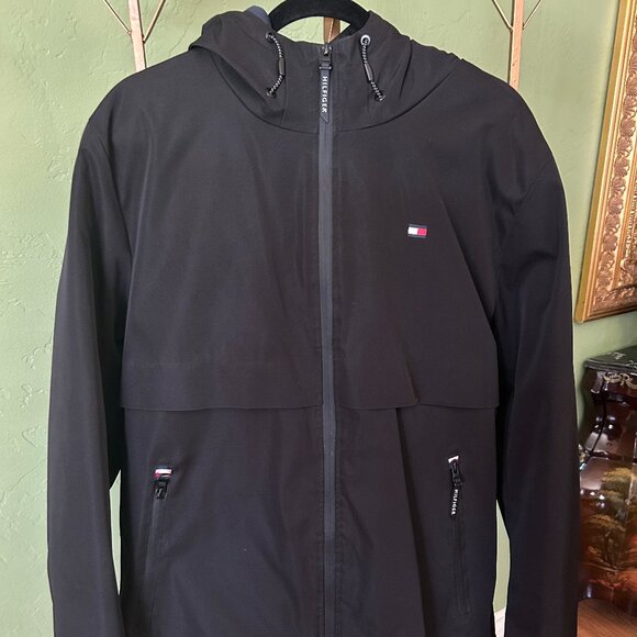 Tommy Hilfiger Other - Men’s Black Hooded Zip Jacket — Medium | Warm, Water- & Wind-Resistant (Like New